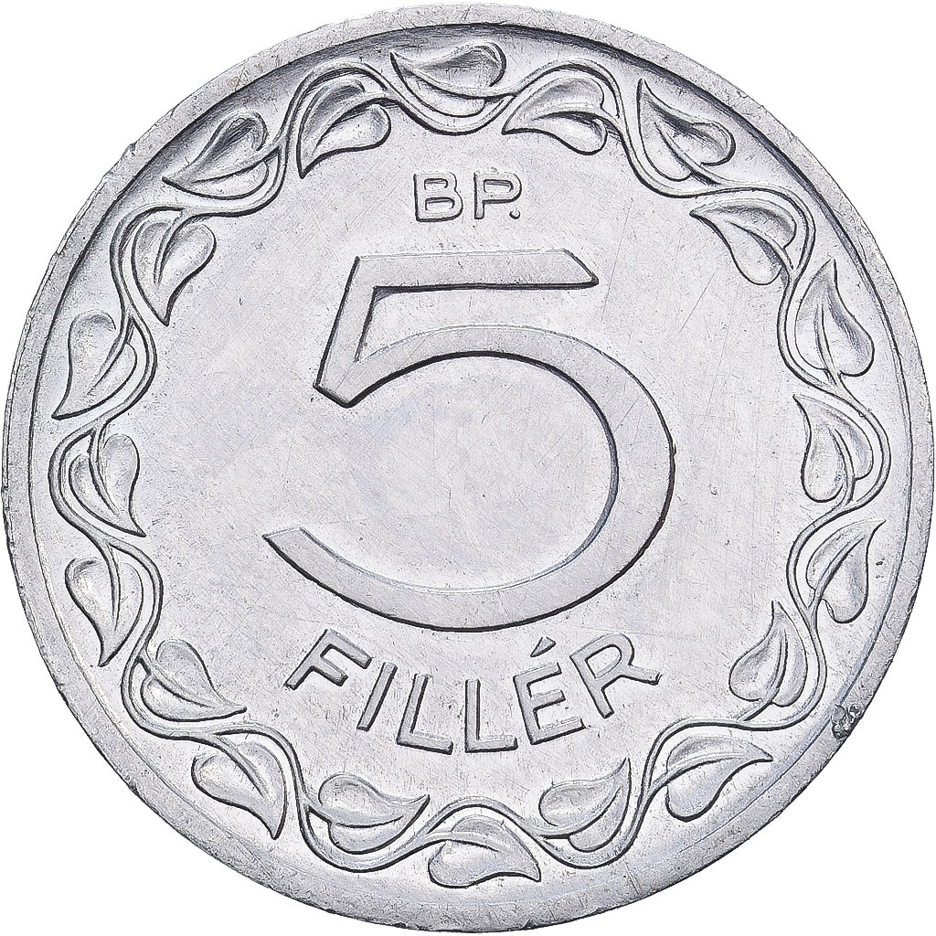 Hungary, 5 Filler, 1990, Budapest, Aluminum, AU(55-58), KM:674