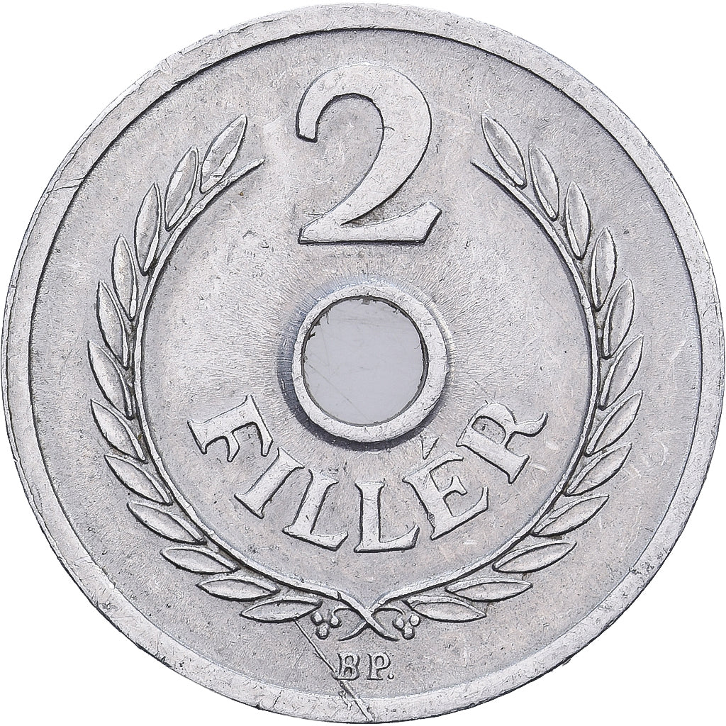 Hungary, 2 Filler, 1961, Budapest, Aluminum, AU(55-58), KM:546