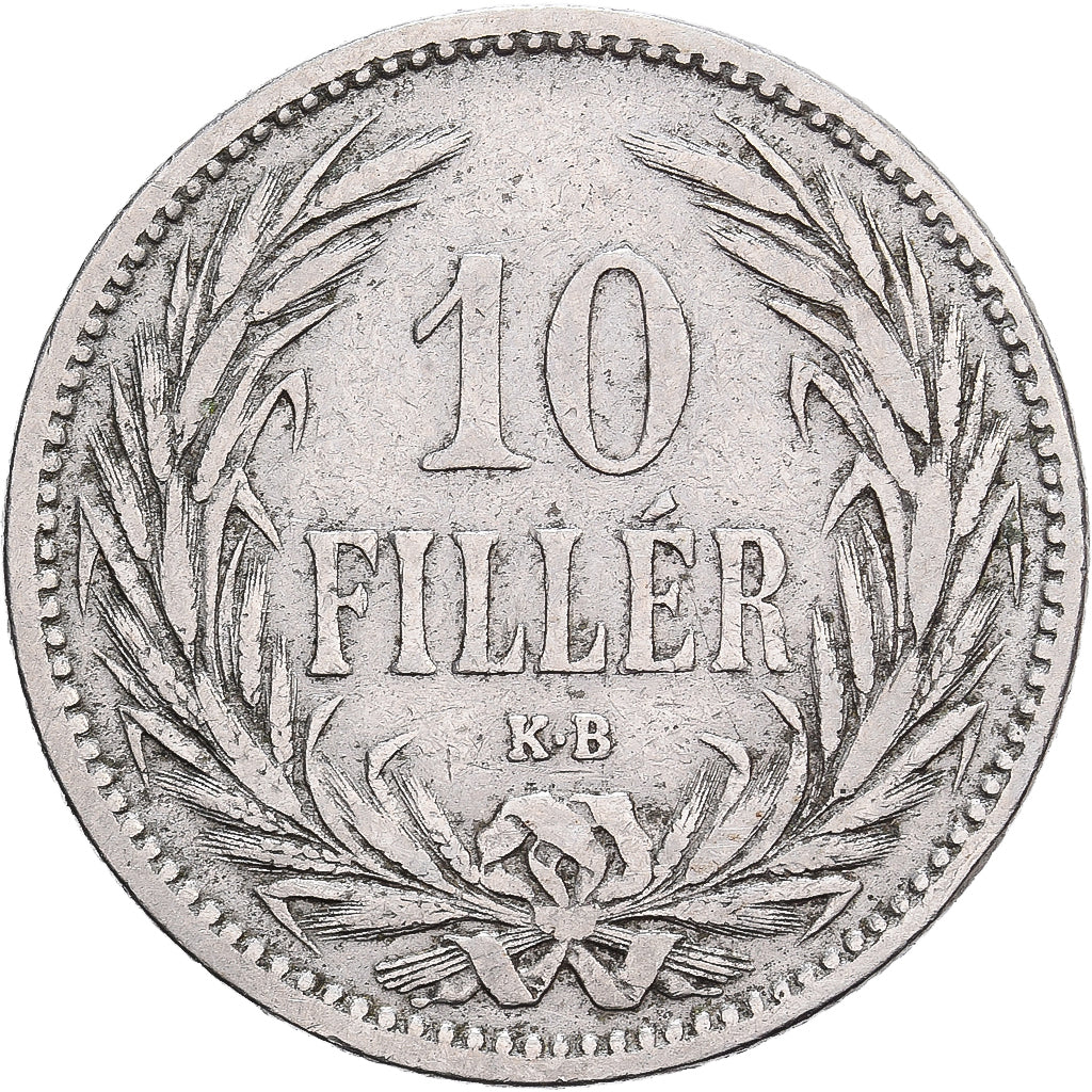Hongrie, François-Joseph Ier, 10 Filler, 1893, Kormoczbanya, Nickel, TTB