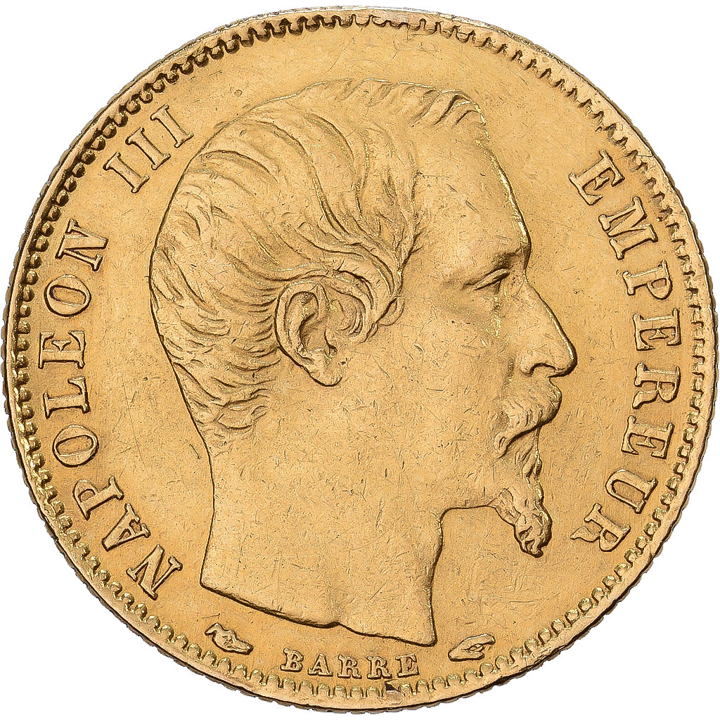 Francia, Napoleon III, 5 Francs, 1854, Paris, Oro, BB, Gadoury:1000, KM:783