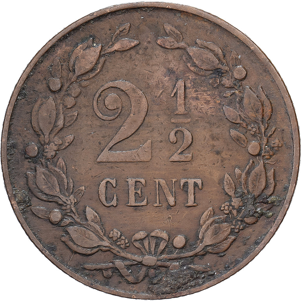 Holandia, Wilhelmina I, 2-1/2 Cent, 1898, Brązowy, VF(30-35), KM:108.2