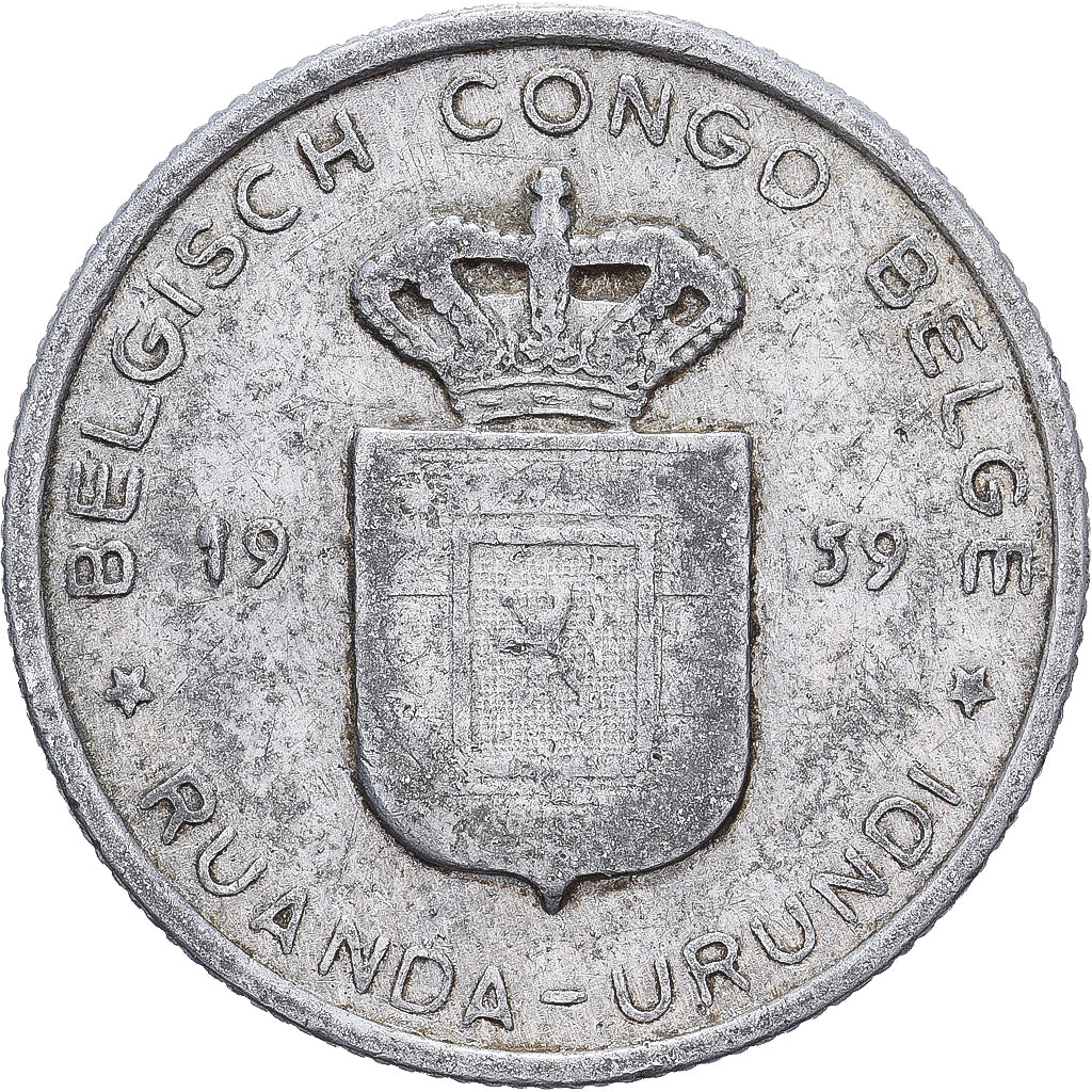 Belgisch-Kongo, RUANDA-URUNDI, Leopold III, Franc, 1959, Aluminium, S+, KM:4