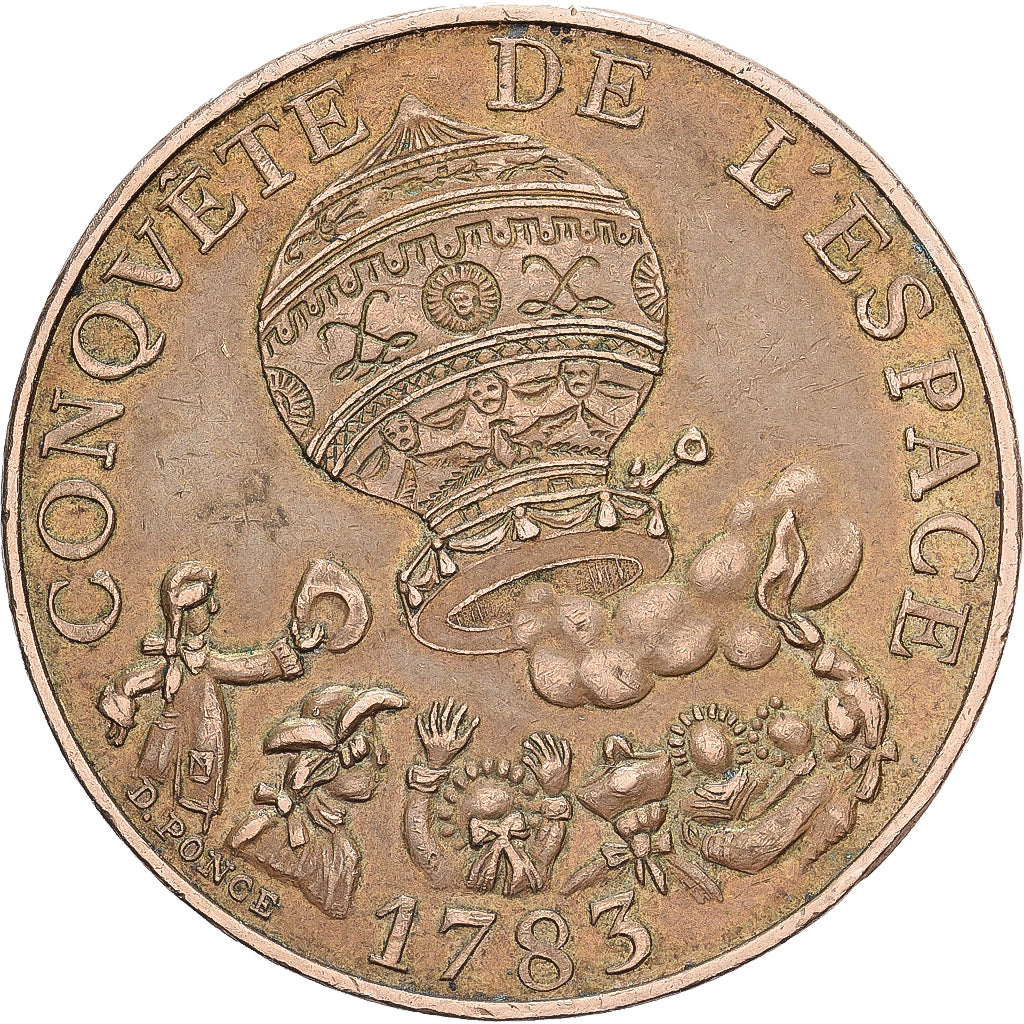 Francia, 10 Francs, La conquête, 1983, Paris, Tranche B, Níquel - bronce