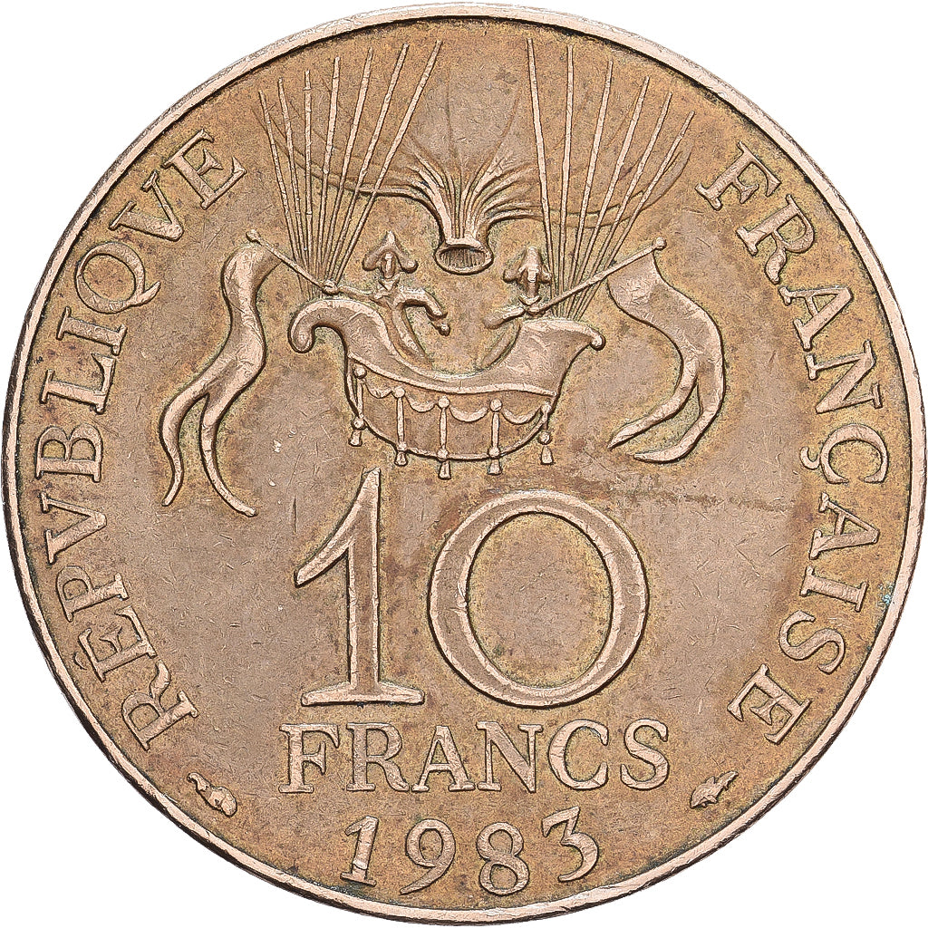 Francia, 10 Francs, La conquête, 1983, Paris, Tranche B, Níquel - bronce