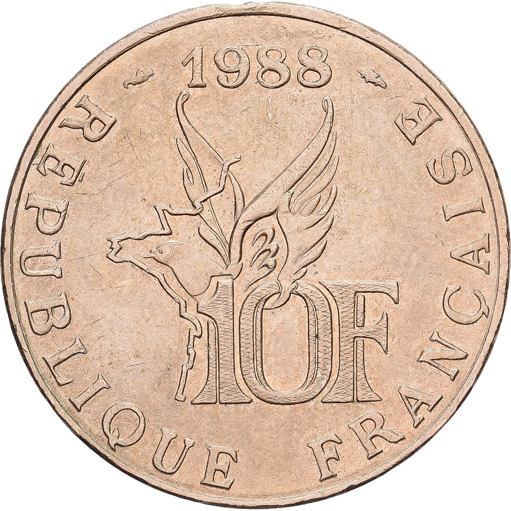 Frankrijk, 10 Francs, Roland Garros, 1988, Paris, Tranche A, Aluminum-Bronze