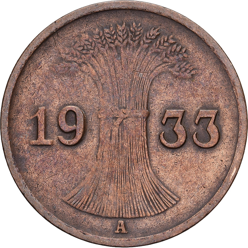 République de Weimar, Reichspfennig, 1933, Berlin, Bronze, TTB, KM:37