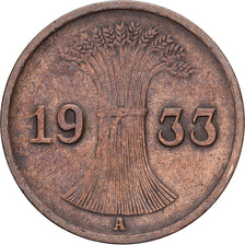 Weimar Republic, Reichspfennig, 1933, Berlin, Bronze, EF(40-45), KM:37