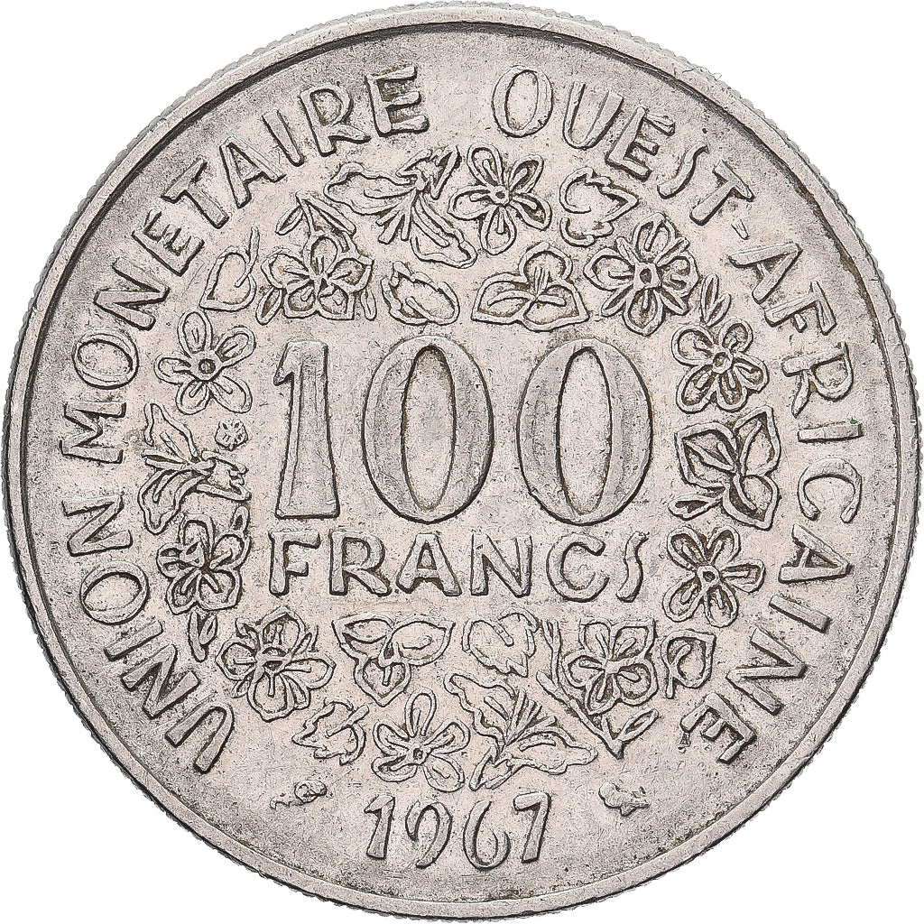 West African States, 100 Francs, 1967, Paris, Nickel, EF(40-45), KM:4