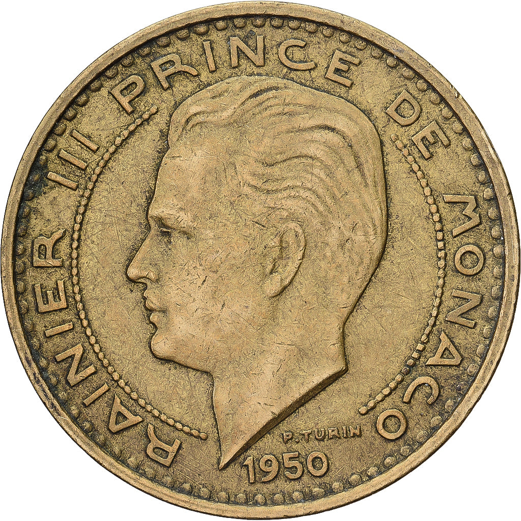 Monaco, Rainier III, 50 Francs, Cinquante, 1950, Paris, Aluminum-Bronze