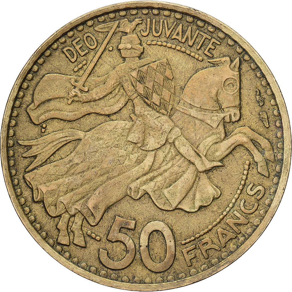 Monaco, Rainier III, 50 Francs, Cinquante, 1950, Paris, Aluminum-Bronze