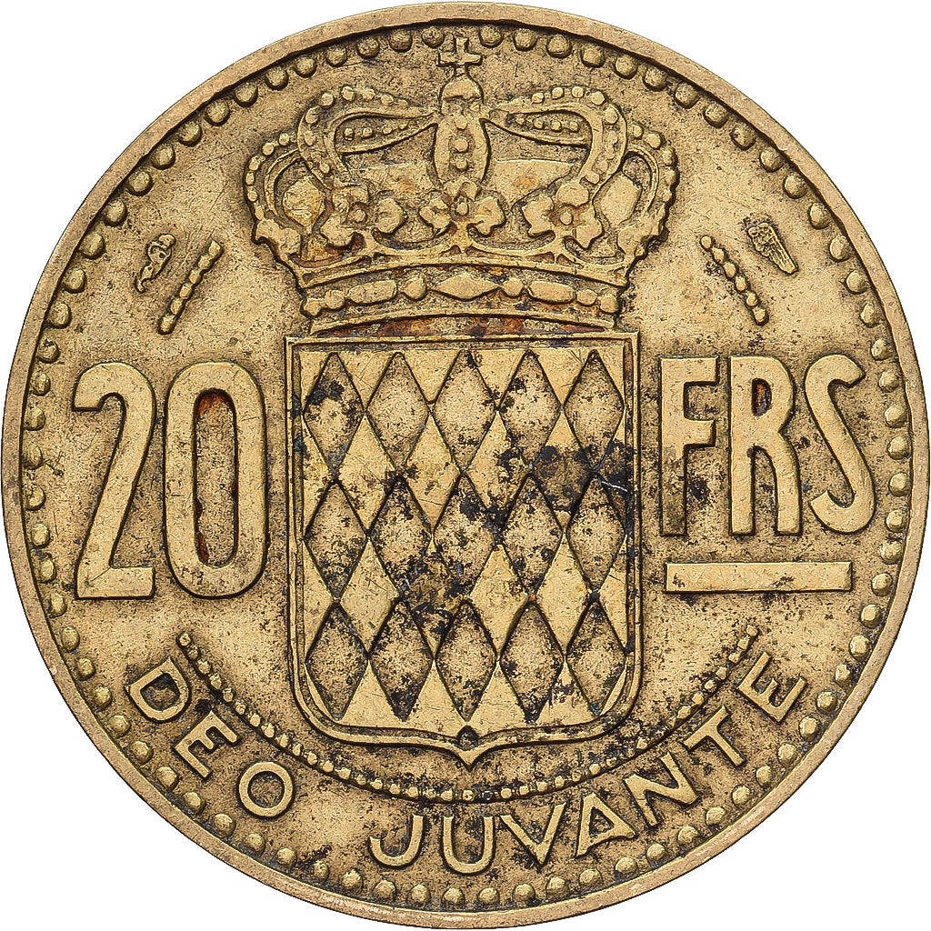 Monaco, Rainier III, 20 Francs, Vingt, 1950, Paris, Aluminum-Bronze, SS