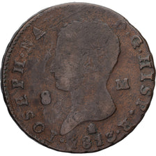 Spain, Joseph Napolean, 8 Maravedis, 1813, Segovia, Copper, F(12-15), KM:450