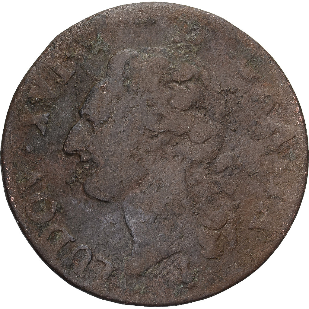 France, Louis XVI,1/2 Sol ou 1/2 sou, 1785, Paris, Copper, F(12-15)