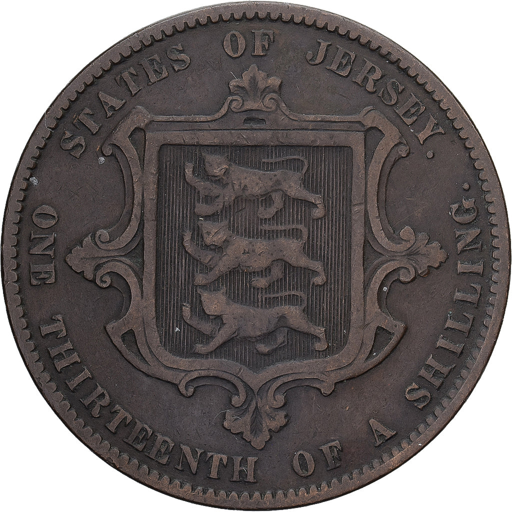Jersey, Victoria, 1/13 Shilling, 1871, Bronze, TB, KM:5