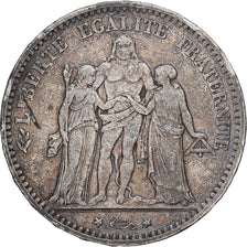 France, 5 Francs, Hercule, 1875, Paris, Petit A, Silver, EF(40-45)