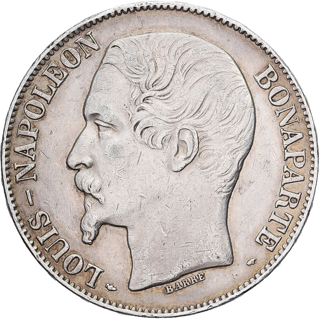 France, Louis-Napoléon Bonaparte, 5 Francs, 1852, Paris, Grosse tête, Argent