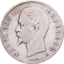 France, Napoleon III, 5 Francs, 1855, Paris, main ancre, Silver, VF(20-25)