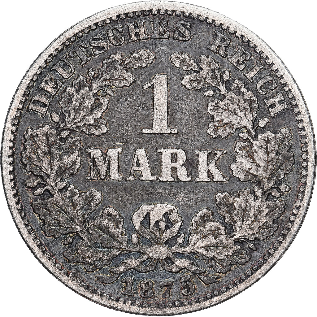 German Empire, Wilhelm I, Mark, 1875, Karlsruhe, Silver, VF(30-35), KM:7