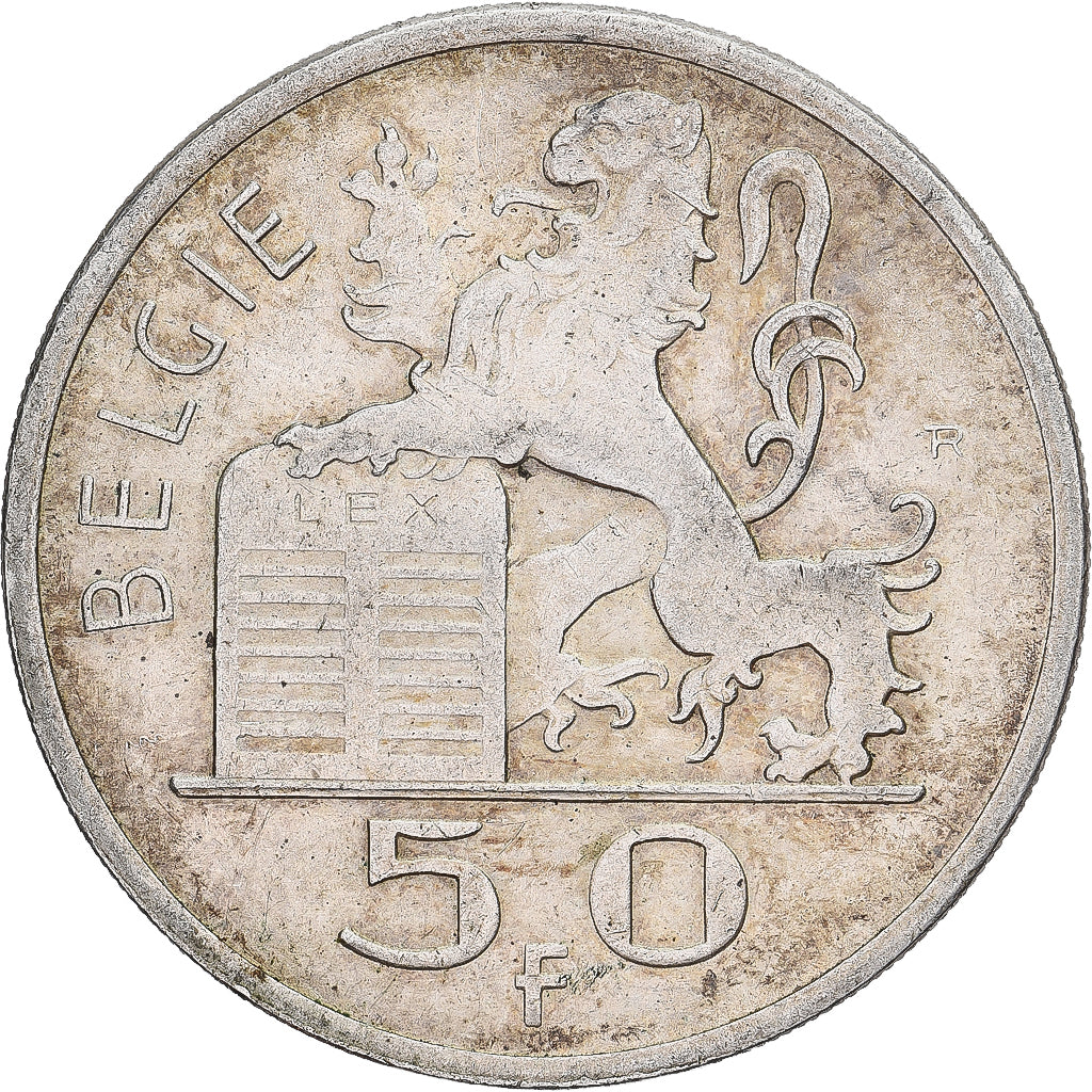 België, Régence Prince Charles, 50 Francs, 50 Frank, 1948, Brussels, Zilver