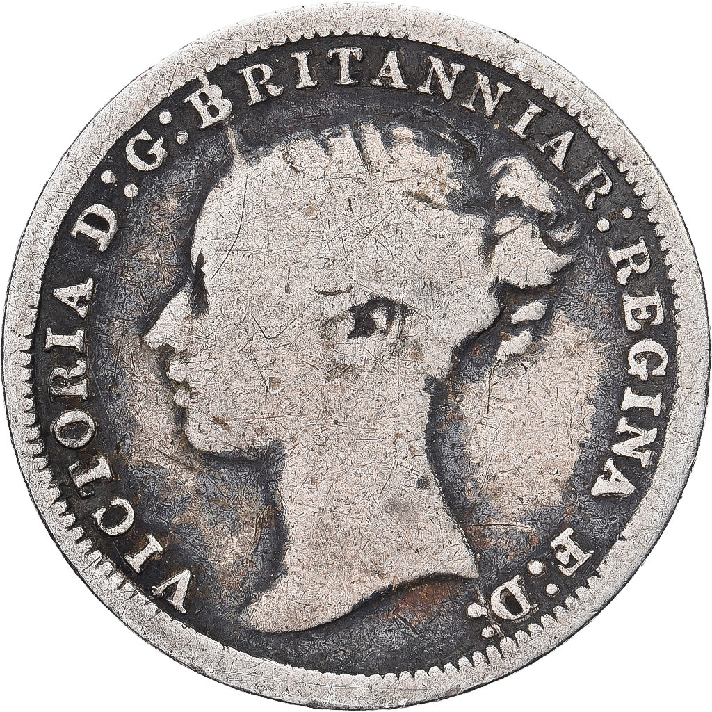 Groot Bretagne, Victoria, 3 Pence, 1870, Zilver, FR, KM:730