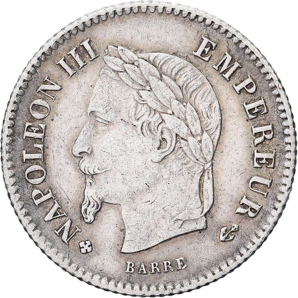 Francia, Napoleon III, 20 Centimes, 1867, Strasbourg, Argento, BB, Gadoury:309