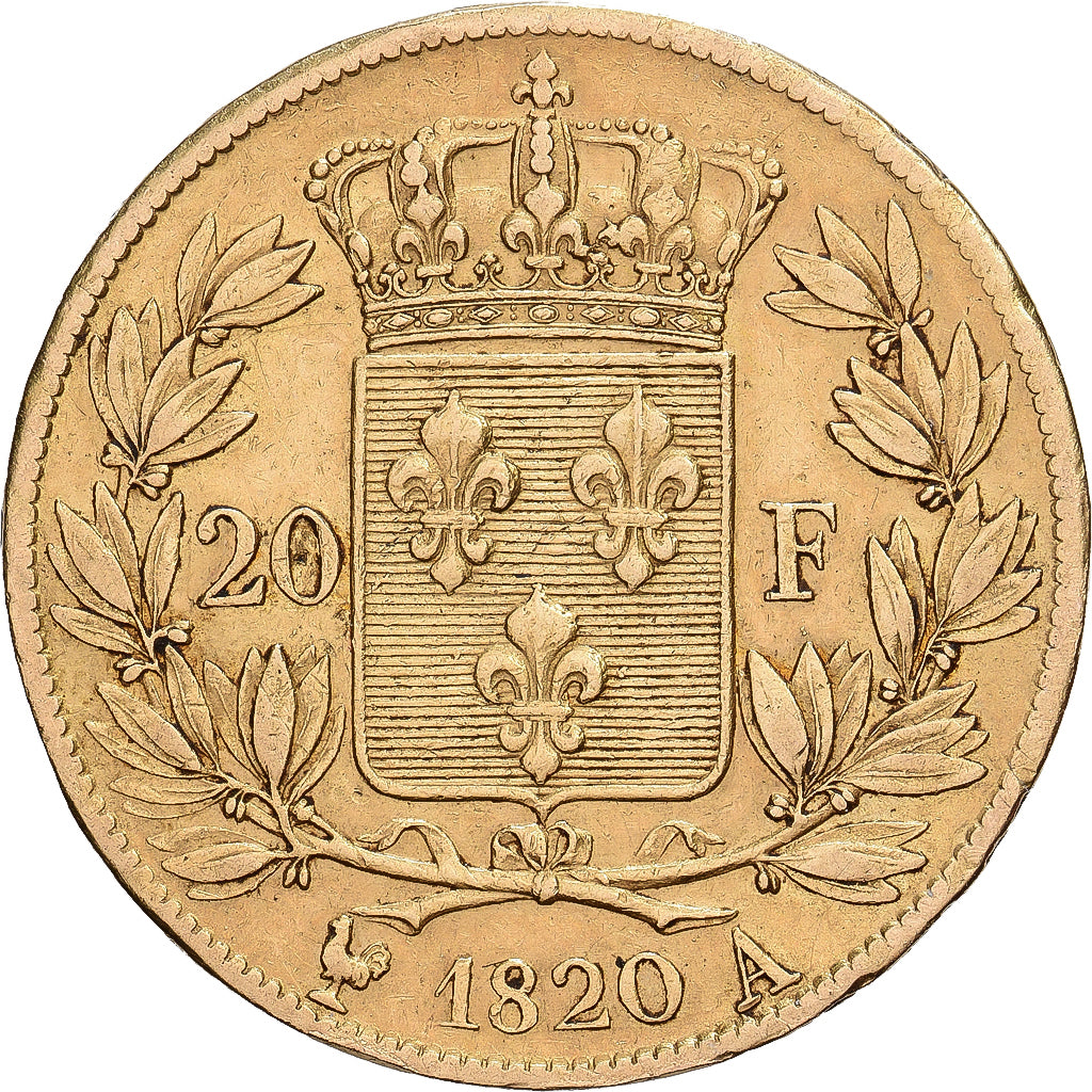 France, Louis XVIII, 20 Francs, 1820, Paris, Gold, EF(40-45), Gadoury:1028