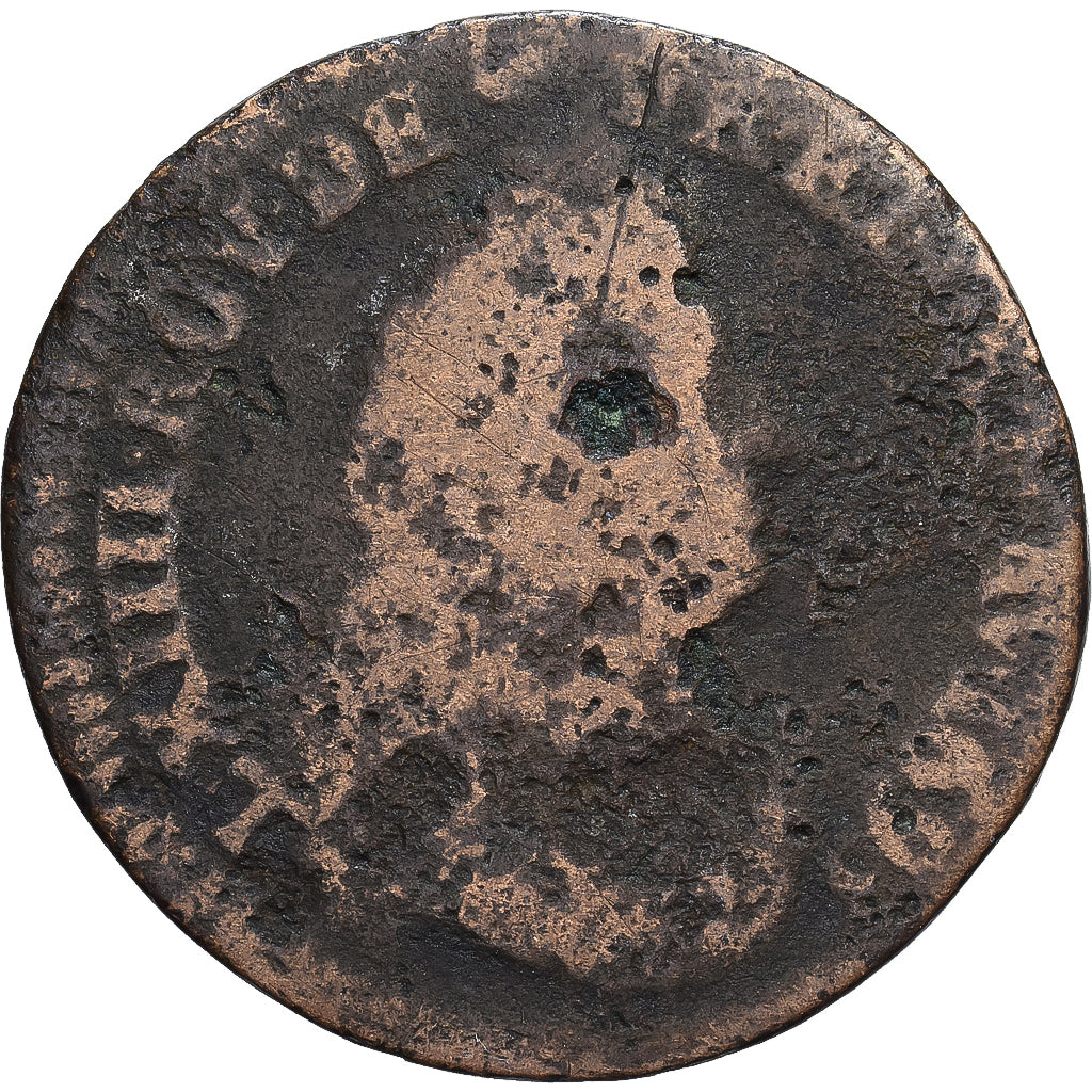 Francja, Louis XIV, Liard de France au buste âgé, troisième type