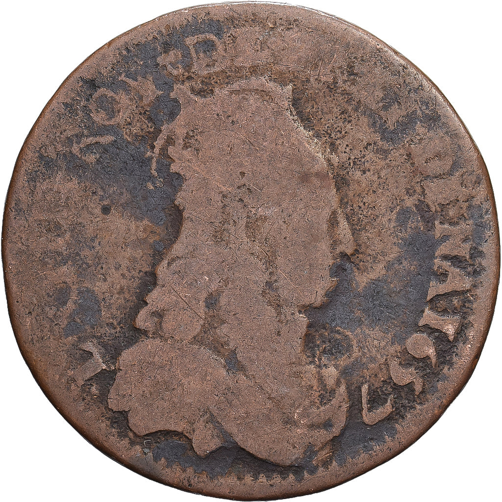 Francja, Louis XIV, Liard de France, Liard de France au buste juvénile