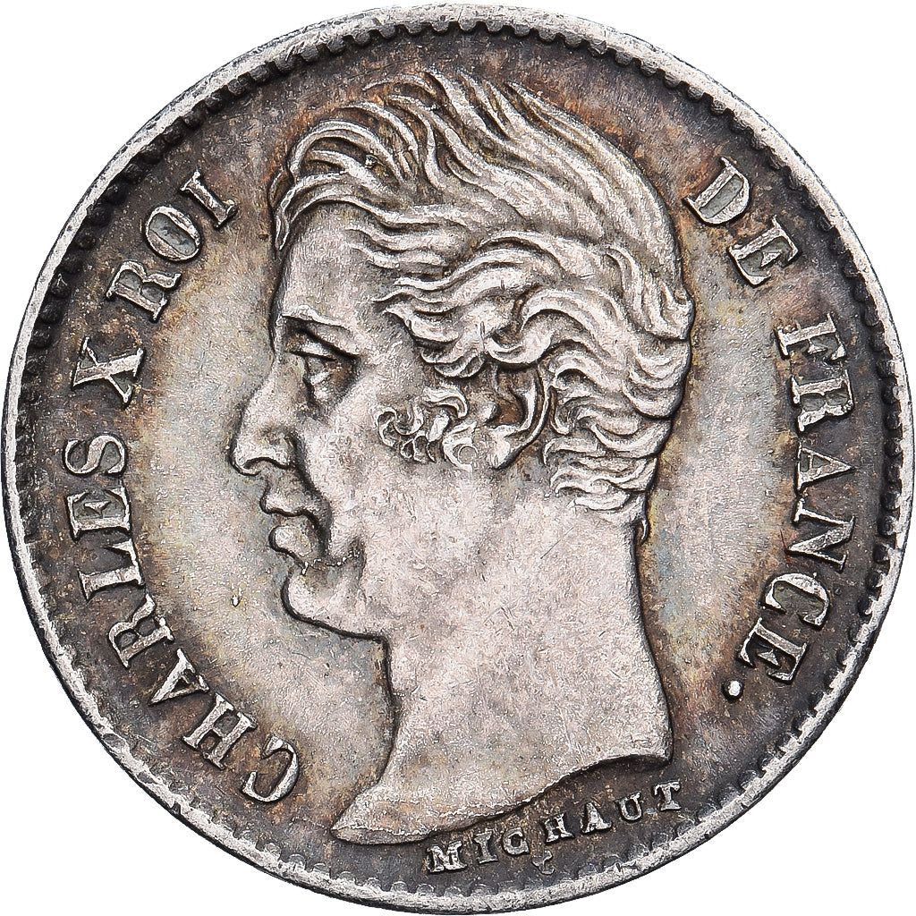 França, Charles X, 1/4 Franc, 1828, Lille, Prata, AU(50-53), Gadoury:353