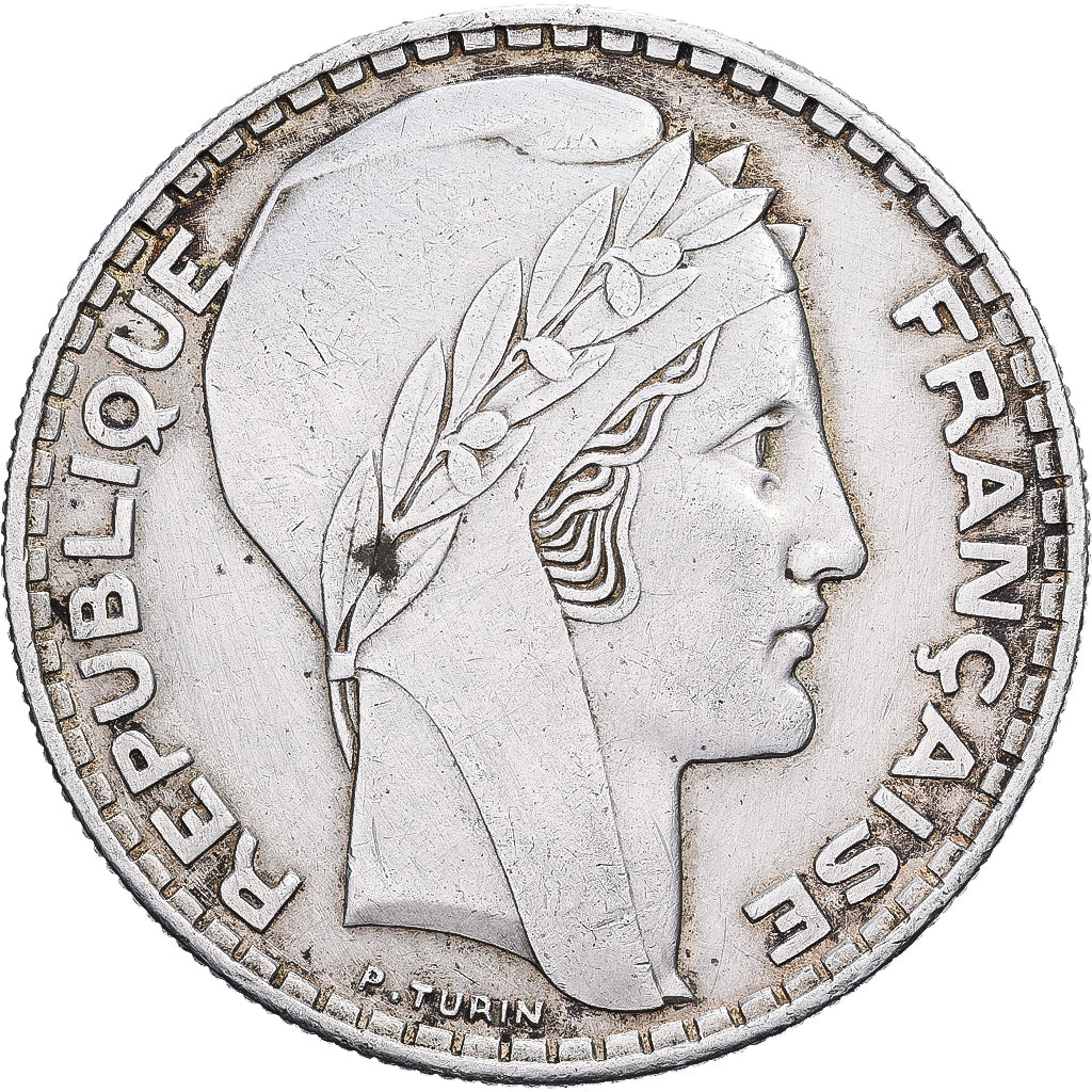 França, 20 Francs, Turin, 1938, Paris, Prata, EF(40-45), Gadoury:852, KM:879
