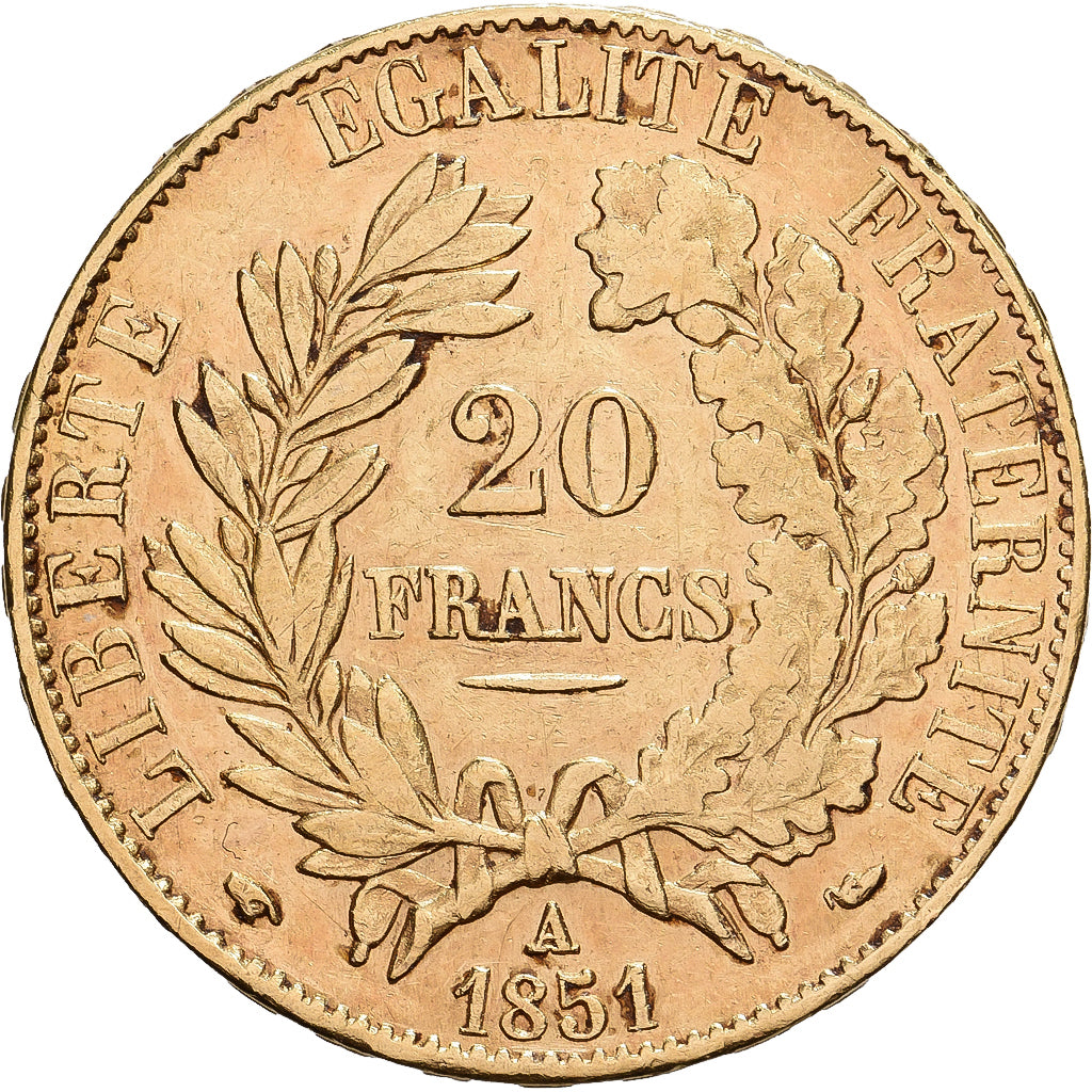 Frankreich, 20 Francs, Cérès, 1851, Paris, Gold, SS+, Gadoury:1059, KM:762