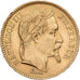 Francia, Napoleon III, 20 Francs, 1865, Strasbourg, Oro, MBC+, Gadoury:1062
