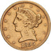 United States, $5, Half Eagle, Coronet Head, 1855, U.S. Mint, Gold, EF(40-45)