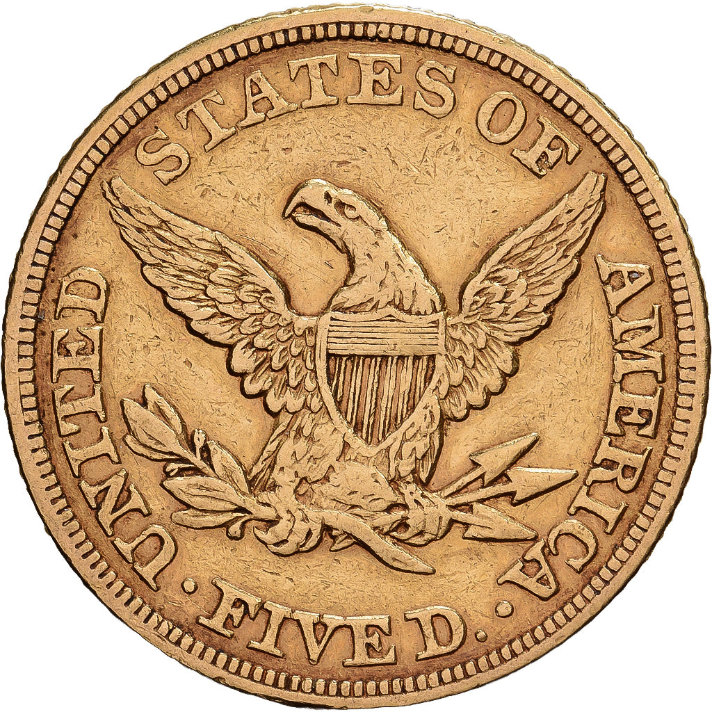 United States, $5, Half Eagle, Coronet Head, 1855, U.S. Mint, Gold, EF(40-45)