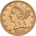 United States, $5, Half Eagle, Coronet Head, 1873, U.S. Mint, Gold, EF(40-45)