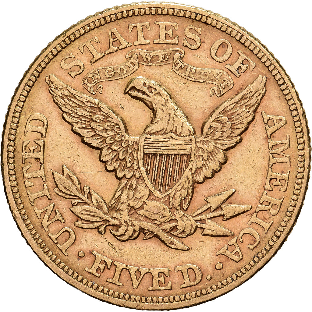 United States, $5, Half Eagle, Coronet Head, 1873, U.S. Mint, Gold, EF(40-45)