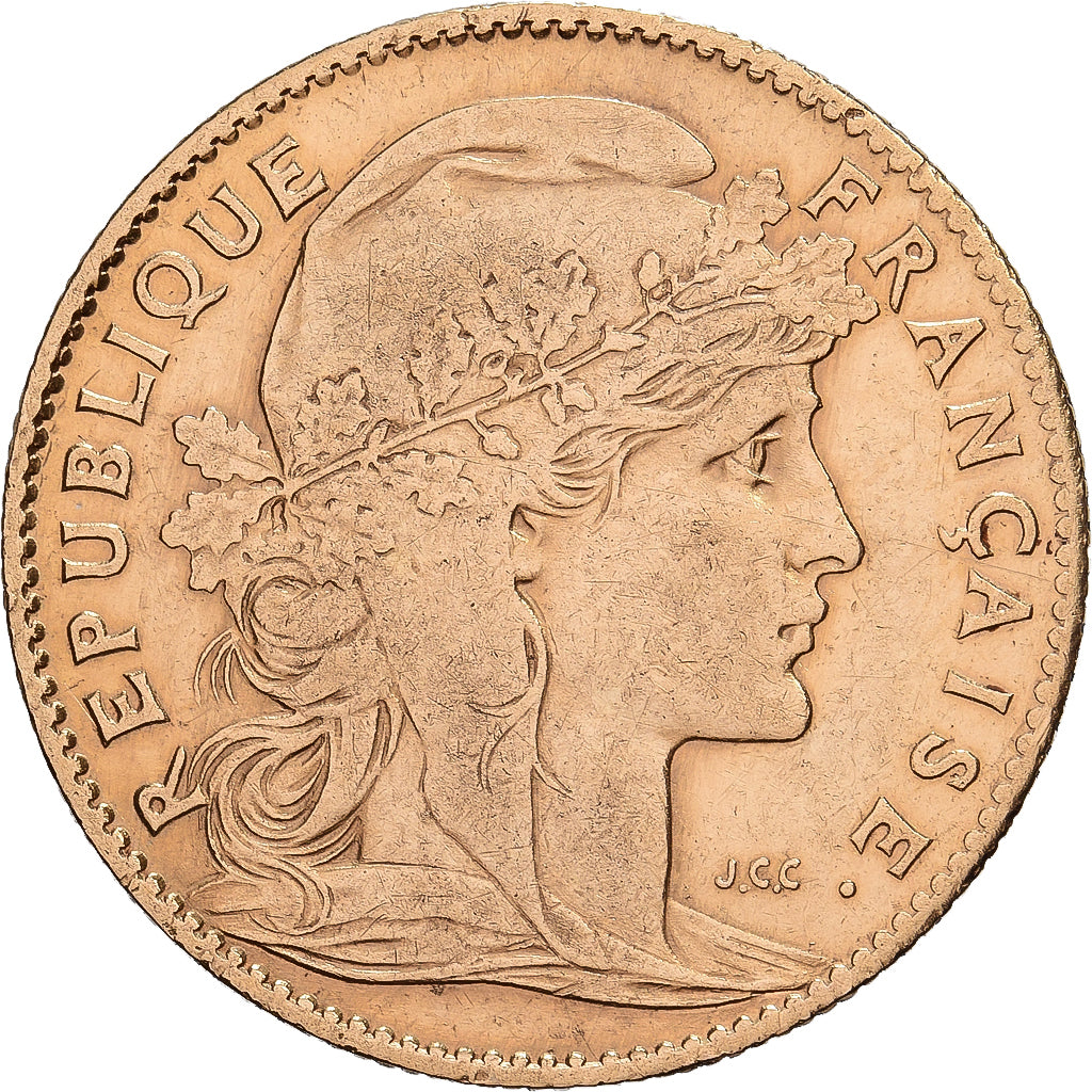 França, 10 Francs, Marianne, 1905, Paris, Dourado, EF(40-45), Gadoury:1017