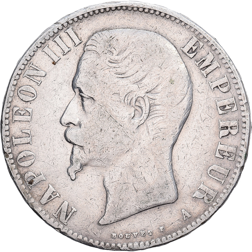 Francia, Napoleon III, 5 Francs, 1856, Paris, Plata, BC+, Gadoury:734, KM:782.1