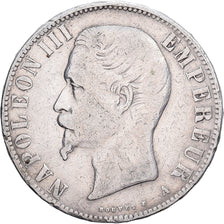 França, Napoleon III, 5 Francs, 1856, Paris, Prata, VF(30-35), Gadoury:734