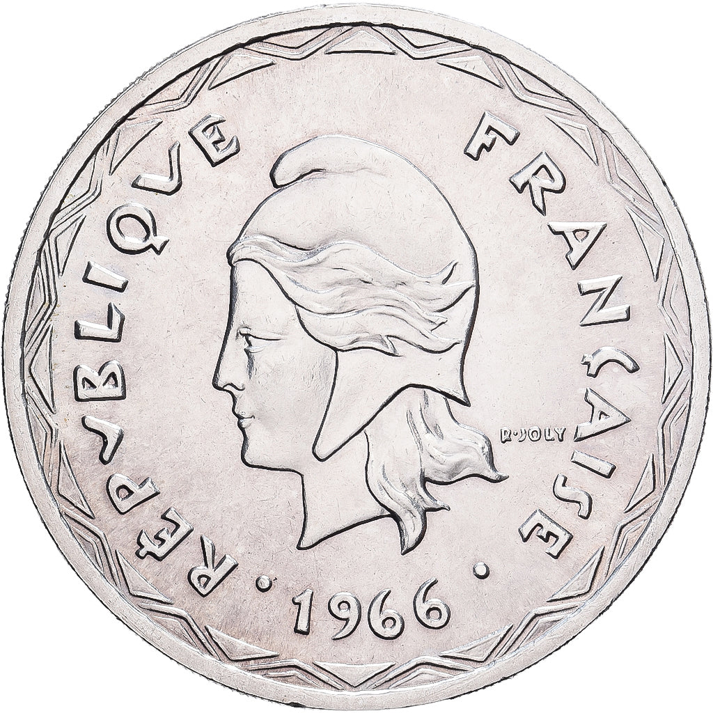 Novas Hébridas, 100 Francs, 1966, Paris, Prata, AU(55-58), Lecompte:59, KM:1