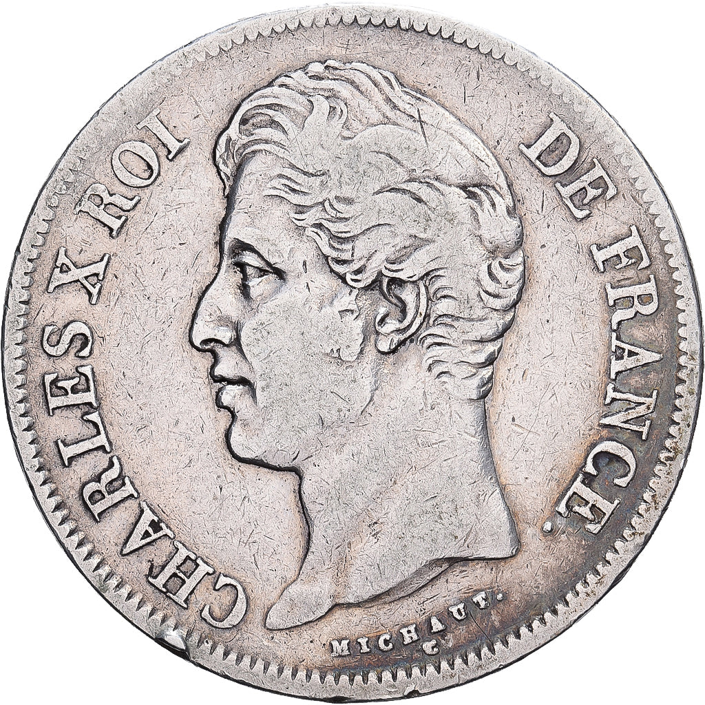 France, Charles X, 5 Francs, 1828, Rouen, Argent, TB+, Gadoury:644, KM:728.2