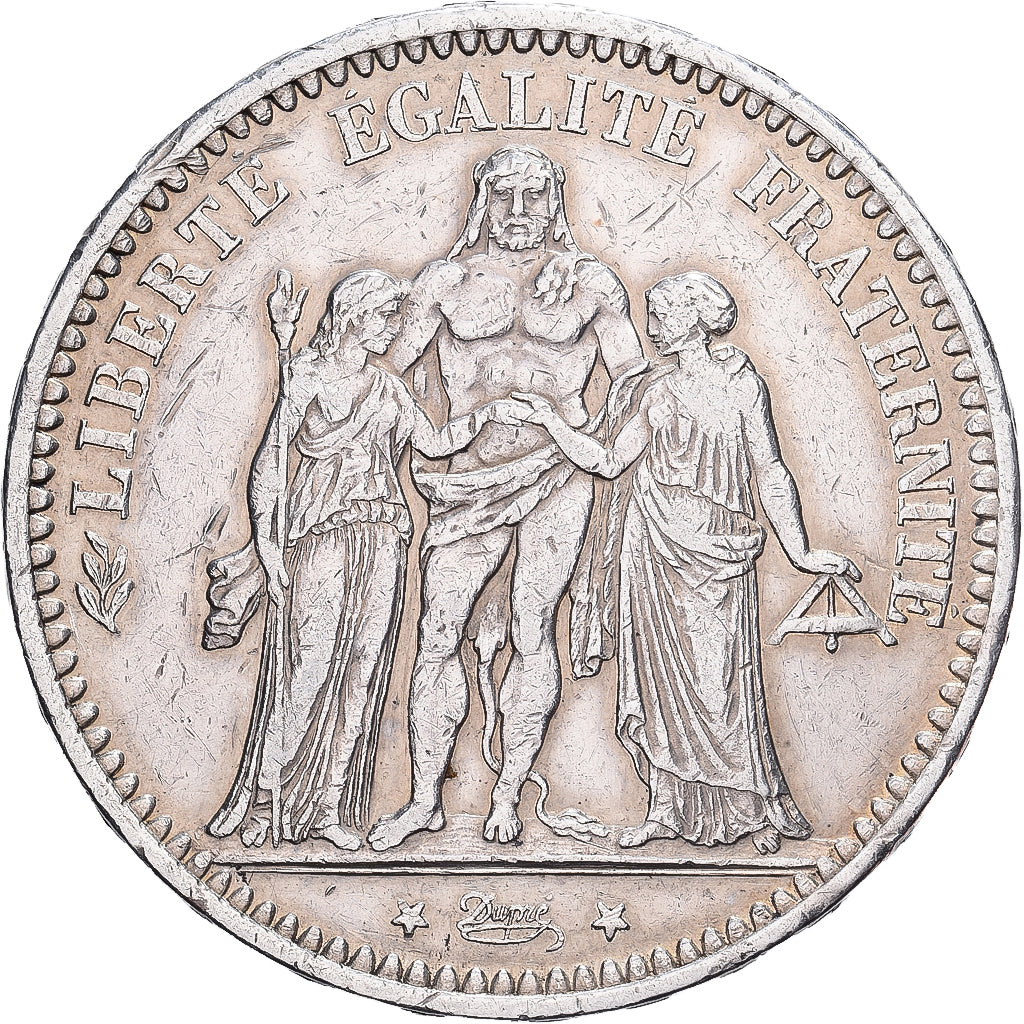 França, 5 Francs, Hercule, 1873, Paris, Prata, EF(40-45), Gadoury:745a