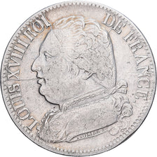 France, Louis XVIII, 5 Francs, 1814, Perpignan, Argent, TTB, Gadoury:591