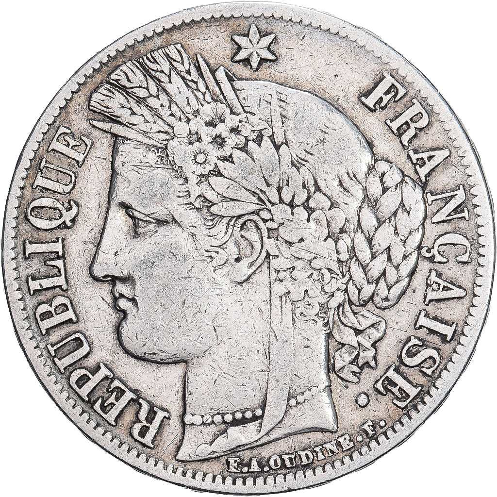 França, 5 Francs, Cérès, 1851, Paris, Prata, EF(40-45), Gadoury:719, KM:761.1