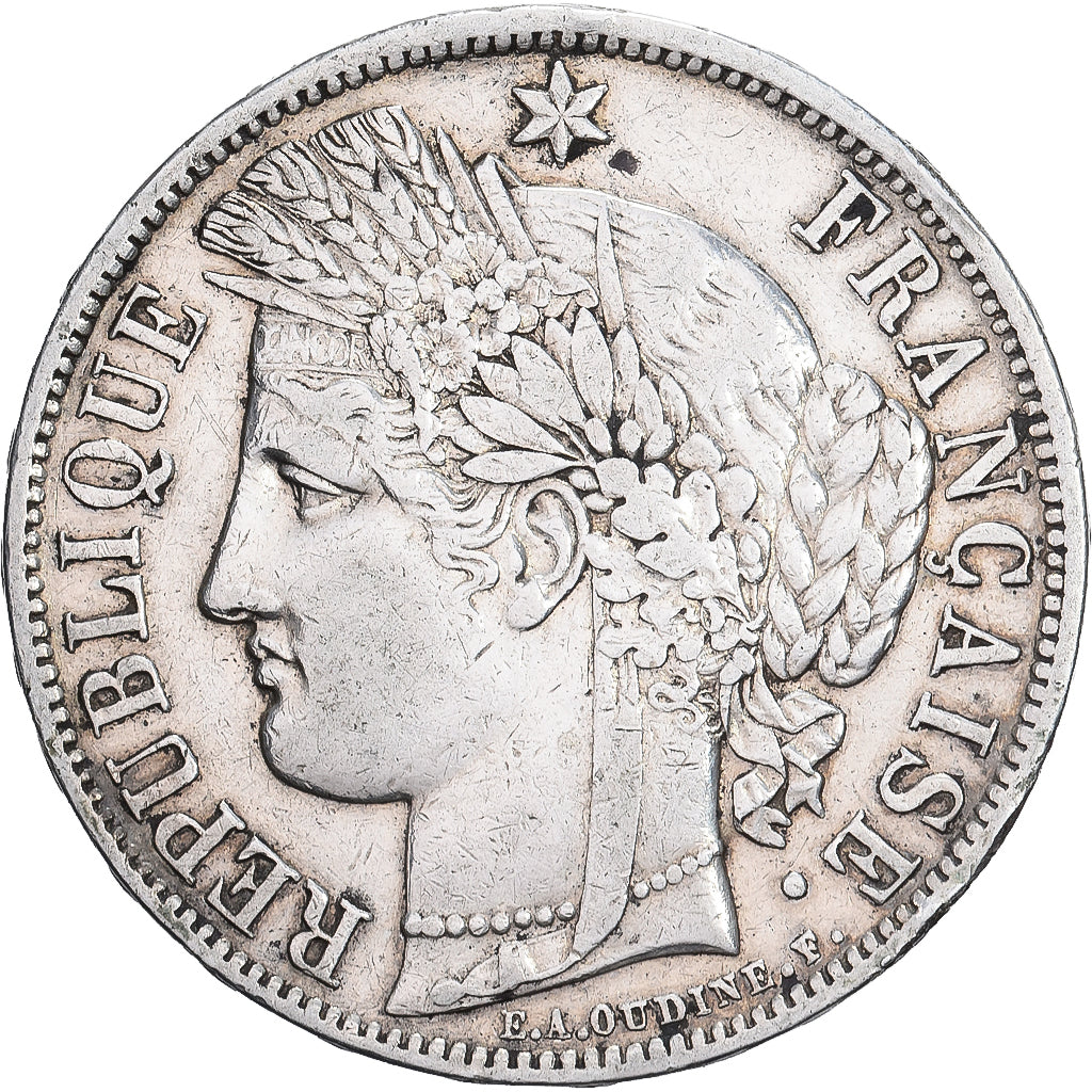 França, 5 Francs, Cérès, 1870, Paris, Prata, AU(50-53), Gadoury:742, KM:819