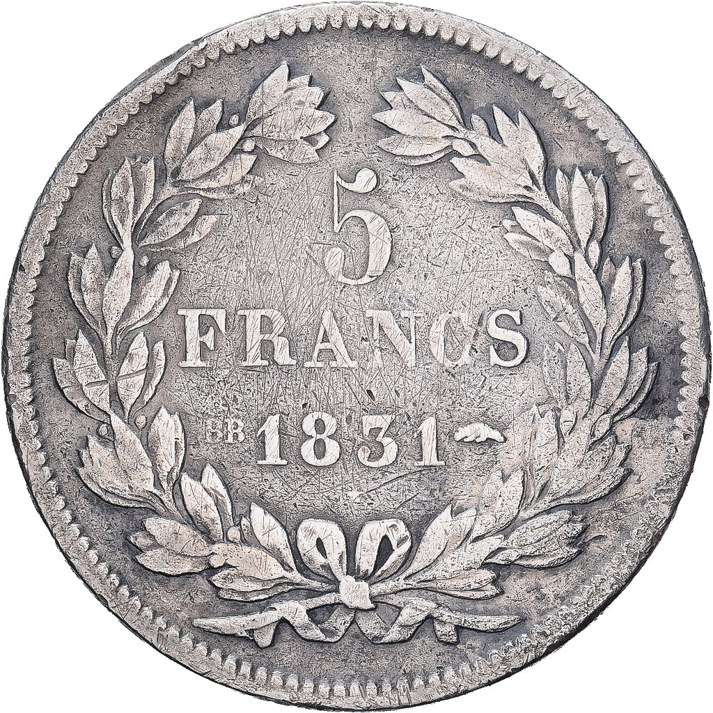 France, 5 Francs, 1831, Strasbourg, Silver, VF(30-35), Gadoury:677, KM:745.3