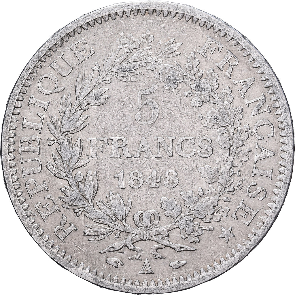 France, 5 Francs, Hercule, 1848, Paris, Silver, VF(30-35), Gadoury:683, KM:756.1