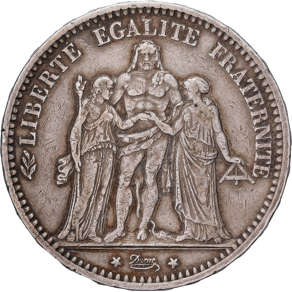 Francja, 5 Francs, Hercule, 1873, Paris, Srebro, EF(40-45), Gadoury:745a