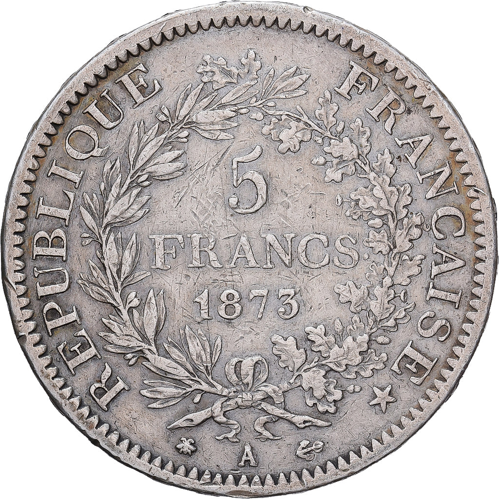 Francja, 5 Francs, Hercule, 1873, Paris, Srebro, EF(40-45), Gadoury:745a