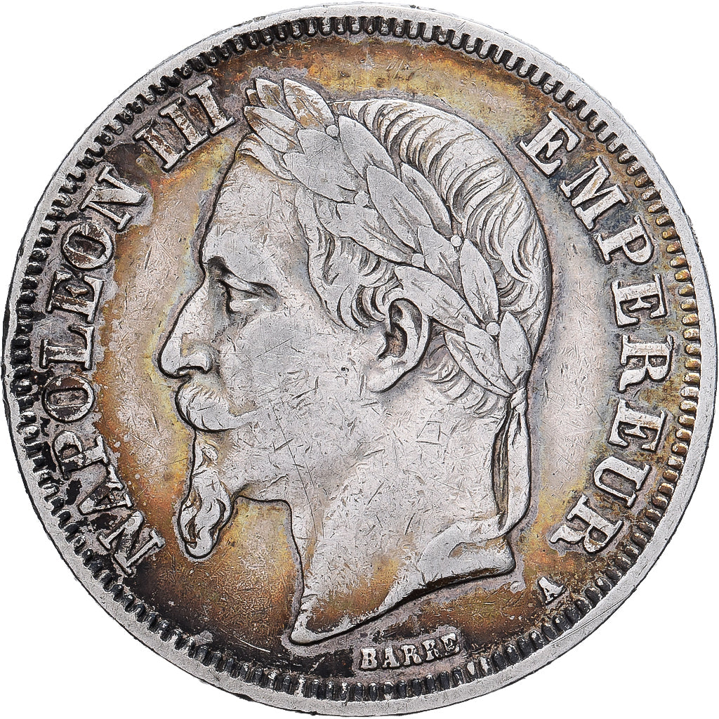 Francia, Napoleon III, 2 Francs, 1867, Paris, Argento, BB, Gadoury:527, KM:807.1